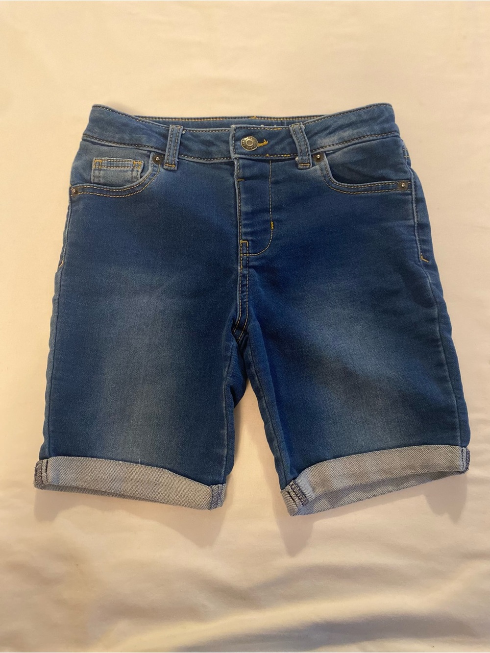 Cat & Jack Girls Bermuda Denim Shorts Blue Stretch Pockets Large (10/12)